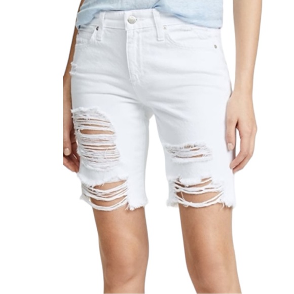 Joe’s Jeans Distressed White Bermuda Denim Shorts - Picture 1 of 15